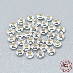 Séparateurs perles en 925 argent sterling, perles de soucoupe, couleur d'argent, 5x2.5mm, Trou: 1.5mm