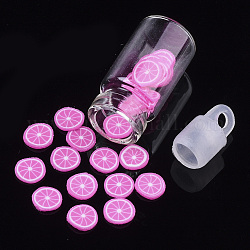 Ручной полимерной глины ногтей декоративные аксессуары, с стеклянной бутылкой для желаний и пластиковой пробкой для ccb, грейпфрут, розовые, 5~6x0.5~1 мм