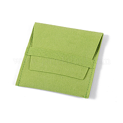 Pochettes d'enveloppe de bijoux en microfibre avec couvercle rabattable, sacs-cadeaux de stockage de bijoux, carrée, vert jaune, 8x8 cm