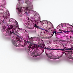 Chapelets de perles de quartz craquelées naturelles rondes et teintées, camélia, 4mm, Trou: 1mm, Environ 95 pcs/chapelet, 15.5 pouce