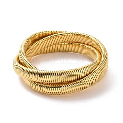 304 bracelet chaînes serpent plates imbriquées en acier inoxydable, bracelet entrelacé extensible triple rangs pour femme, or, diamètre intérieur: 2-1/2 pouce (6.4 cm)