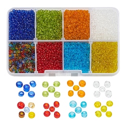 8 Colors Glass Seed Beads, Transparent, Round, Mixed Color, 2mm, Hole: 1mm, about 15g/color