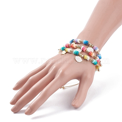 Braccialetti Heishi Colorati PH PandaHall – 12 Pezzi, Perline In Argilla Polimerica, Elastici, Stile Boho Spiaggia Per Donna