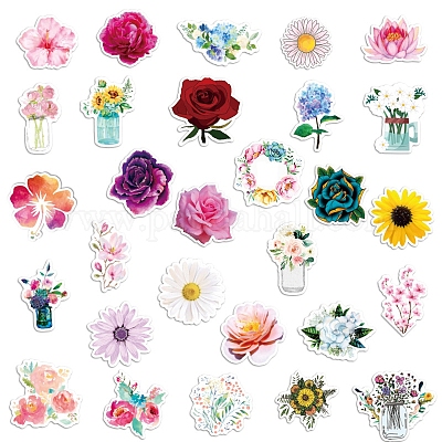 Wholesale 50Pcs Spring PVC Waterproof Self-adhesive Flower Stickers ...