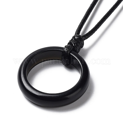 Hoop Pendants Black Leather Cord Necklace for Women