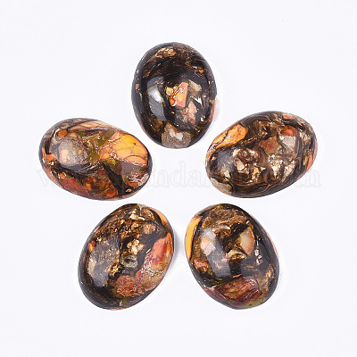 Diaspro imperiale sintetico assemblato e cabochon in bronzite&nbsp;G-S329-080-1