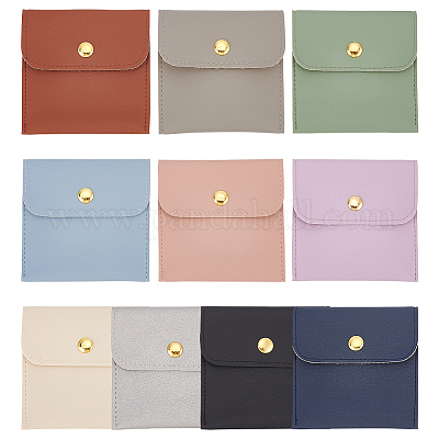 PU Imitation Leather Jewelry Storage Bags, with Golden Tone Snap