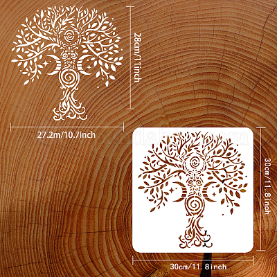 Wholesale FINGERINSPIRE Tree of Life Stencils 30x30cm Plastic Moon Star Paint  Stencil Reusable Spiral Goddess Tree Drawing Stencils DIY Art Craft Stencil  for Wood Signs 