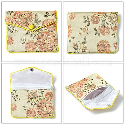 Wholesale Rectangle Floral Embroidery Cloth Zipper Pouches 