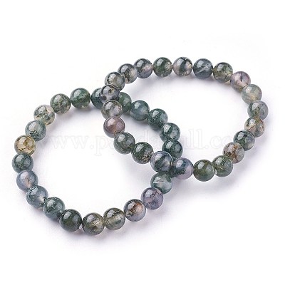 Perles d'agate de mousse naturelle&nbsp;BJEW-F380-01-B15-1