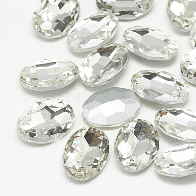 Cabochons en verre avec strass de dos avec point&nbsp;RGLA-T080-18x25mm-01-1