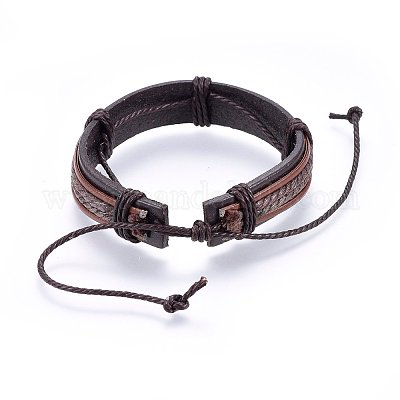 Bracelets de cordon en cuir&nbsp;BJEW-F347-09-1