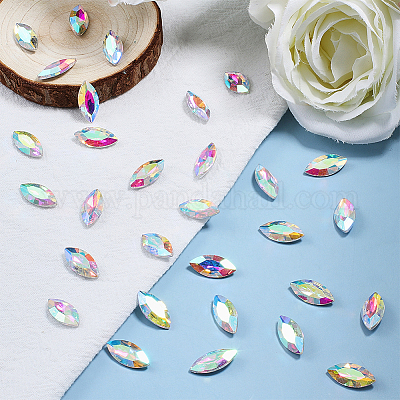 Cabochons en verre avec strass de dos avec point&nbsp;RGLA-OC0001-08C-1