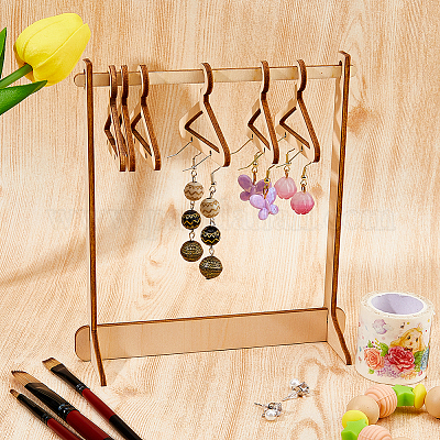 Wholesale SUPERFINDINGS 1 Set Wooden Hanger Earrings Display Stand with  8Pcs Coat Hangers Cute Jewelry Stand Organizer Earring Rack Holder Ear  Studs Display Rack for Retail Show Personal Exhibition 