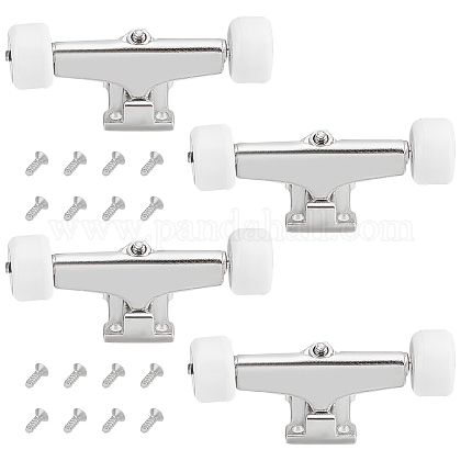 FINGERINSPIRE Fingerboard Trucks Skateboard Bracket Bearing Wheel (White) with Iron Screws AJEW-FG0001-76A-1