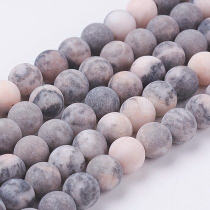 Natural Pink Zebra Jasper Beads Strands G-J376-46F-6mm-1