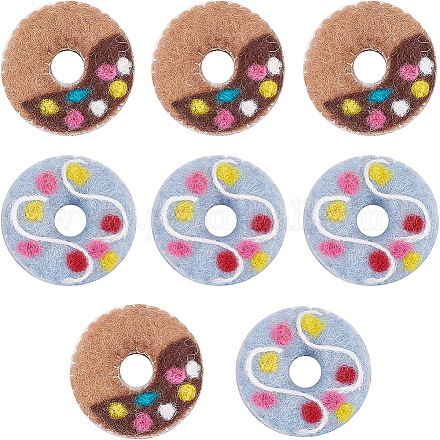 BENECREAT 8Pcs 2 Colors Felt Needle Felting Doughnut Ornaments AJEW-BC0001-97-1