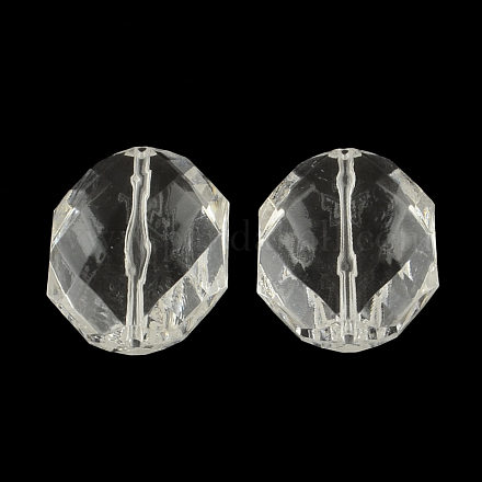 Faceted Hexagon Transparent Acrylic Beads TACR-R125-A01-1