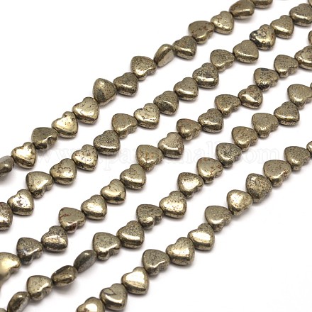 Heart Natural Pyrite Beads Strands G-I125-114-1