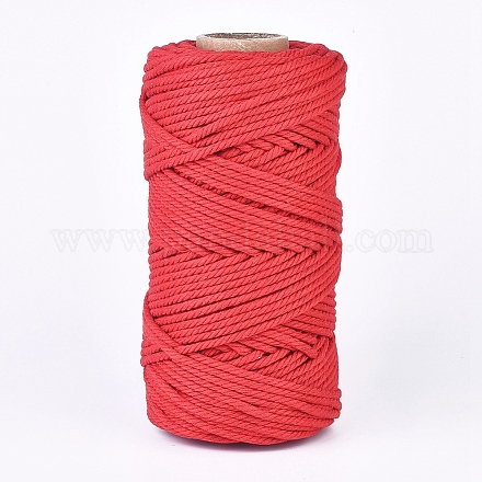 コットン糸  マクラメコード  装飾的な糸のスレッド  DIYの工芸品について  ギフトラッピングとジュエリー作り  レッド  4mm  約109.36ヤード（100m）/ロール OCOR-WH0032-44A-01-1