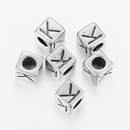 304 Stainless Steel Large Hole Letter European Beads STAS-H428-01AS-K-1