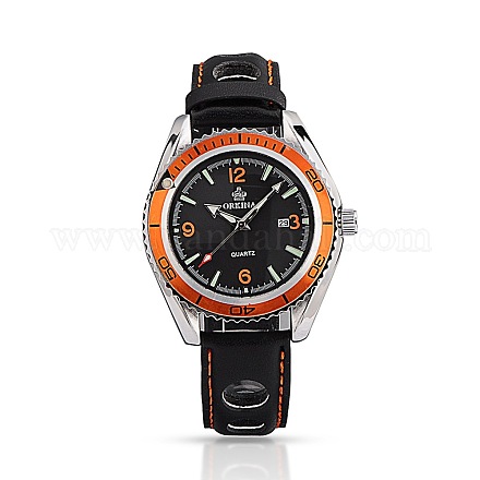 ステンレス鋼の革の腕時計  クオーツ時計  ブラック  260x17~20mm  ウォッチヘッド：45x52x13.5mm WACH-A002-21-1