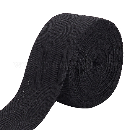 BENECREAT 9.84 Yards Black Herringbone Cotton Twill Tape Ribbon OCOR-BC0005-32-1