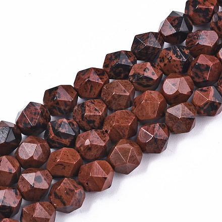 Chapelets de perles en obsidienne d'acajou naturel G-S368-013B-1