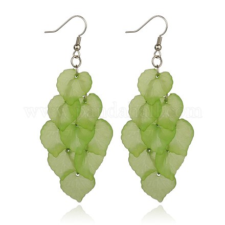 Acrylique vert boucles d'oreilles chandelier en couches X-EJEW-JE00668-04-1