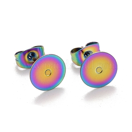 Placage ionique (ip) couleur arc-en-ciel 304 accessoires de boucles d'oreilles en acier inoxydable STAS-K238-02C-1