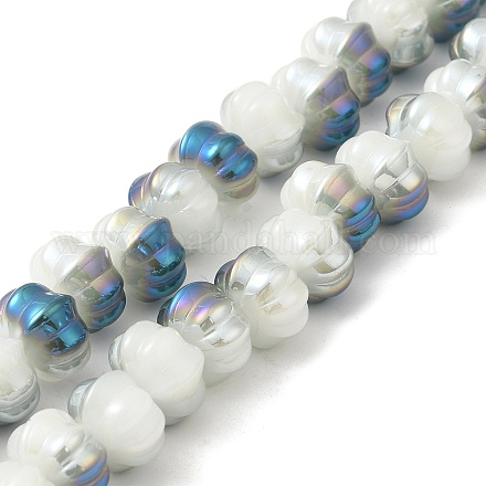 Half Rainbow Plated Electroplate Glass Beads GLAA-G106-02A-HR01-1