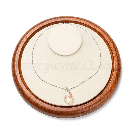 Le collier de bijoux en bois de mode plat et rond présente un plateau ODIS-P008-12A-1