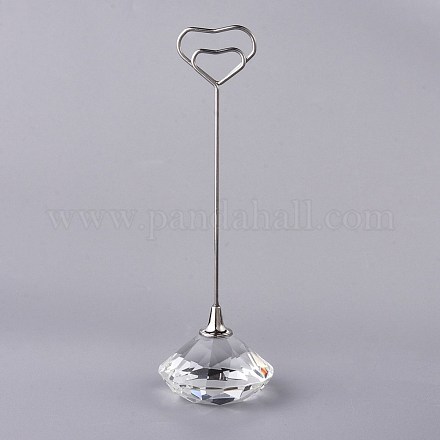 Diamond Shape Glass Name Card Holder DJEW-F009-A07-1
