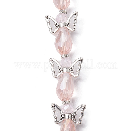 Brins de perles de verre galvanisées en forme de fée d'ange AJEW-JB01173-02-1