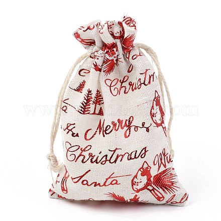 Christmas Theme Cotton Fabric Cloth Bag X-ABAG-H104-B10-1