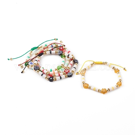 Verstellbarer Nylonfaden geflochtene Perlen Armbänder BJEW-JB06140-1