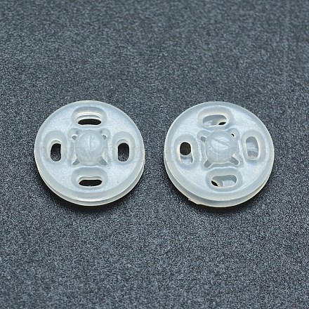 ナイロンスナップボタン  縫い付け用プレスボタン  4の穴  衣服のボタン  フラットラウンド  ホワイト  10x3mm  穴：2x1mm SNAP-P007-05-10mm-1