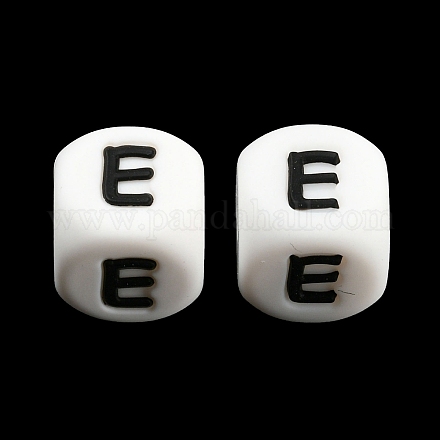 20 Uds. Cuentas de silicona con letras de cubo blanco JX432E-1