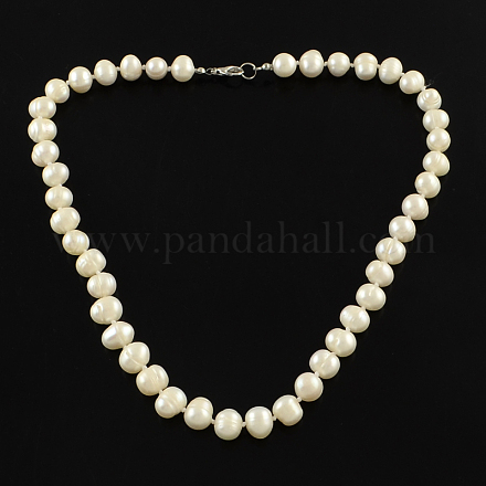 Collares de abalorios de perlas elegante NJEW-Q282-01-1