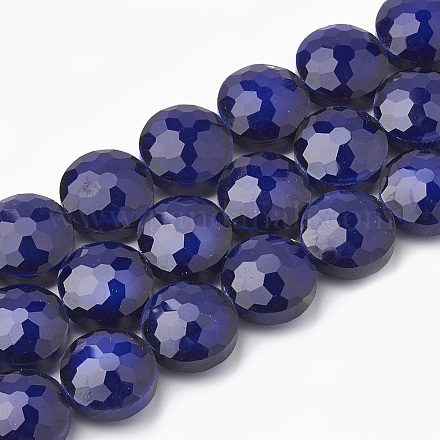 Chapelets de perles en verre opaque de couleur unie X-GLAA-N032-05F-1