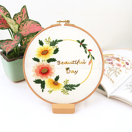 Flower Pattern DIY Embroidery Kit DIY-P077-121-1