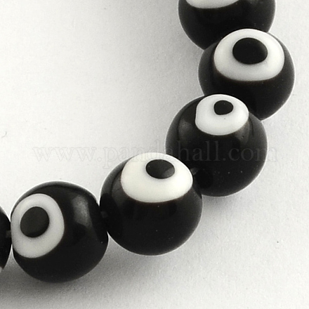Main ronde perles au chalumeau mauvais œil brins LAMP-R114-8mm-08-1