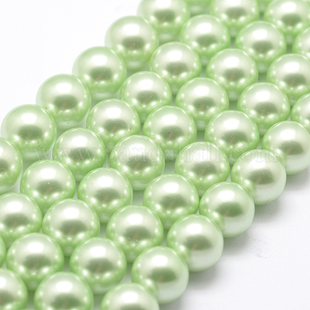 Polished Round Grade A Shell Pearl Bead Strands BSHE-M027-10mm-21-1