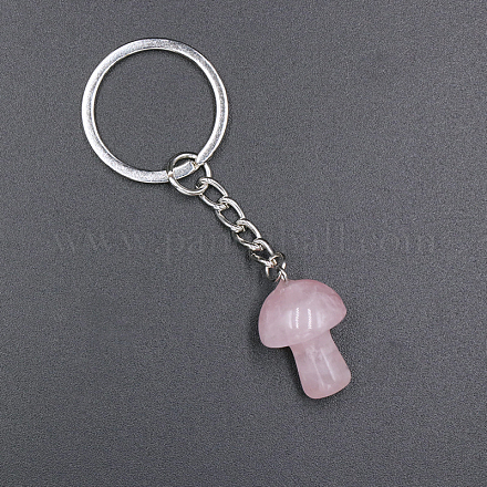 Porte-clés champignon de quartz rose naturel MUSH-PW0002-03F-1