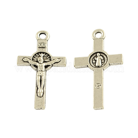 Tibetan Style Alloy Crucifix Cross Pendants TIBEP-Q040-062AS-NR-1