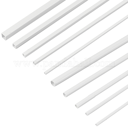 OLYCRAFT 40pcs 10 Sizes ABS Plastic Hollow Tubes Plastic Round/Square Bar Rods White Plastic Hollow Bar for DIY Handmade Sand Table Material Model Building - 3/4/5/6/8mm AJEW-OC0003-06-1