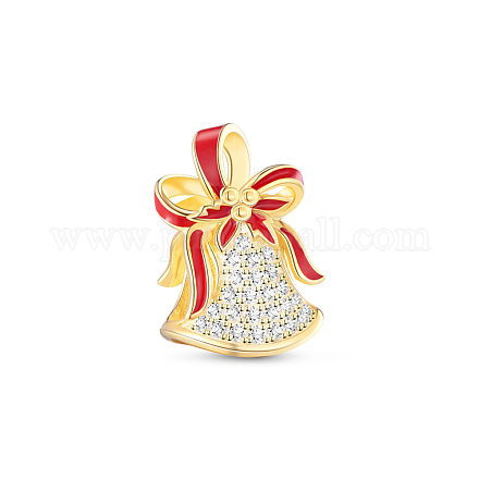 Tinysand 925 émail en argent sterling cloche de noël dorée perles européennes TS-C-213-1