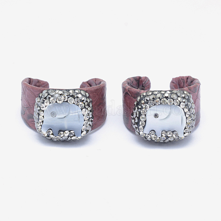 Snakeskin Leather Cuff Rings RJEW-P066-15A-1
