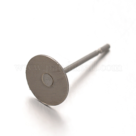 304 Stainless Steel Flat Round Blank Peg Stud Earrings Findings STAS-F075-39B-1