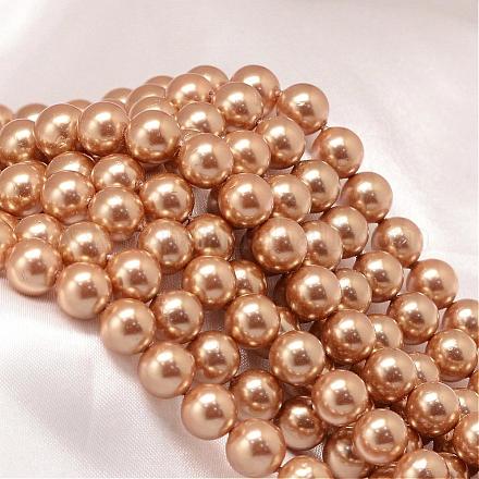 Redondo shell hebras de abalorios de perlas BSHE-L011-6mm-A010-1